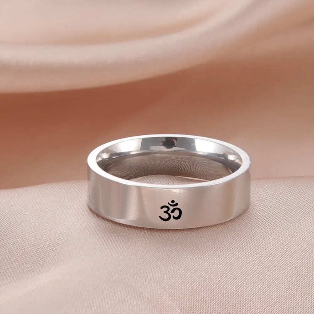 Stainless Steel Hinduism Yoga Ring - Front View