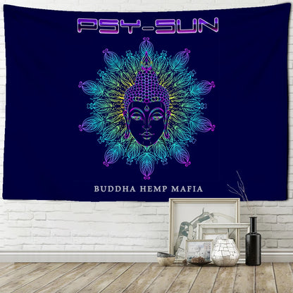 Indian Buddha Statue Meditation 7 Chakra Tapestry - Mandala Tapestries Wall Hanging