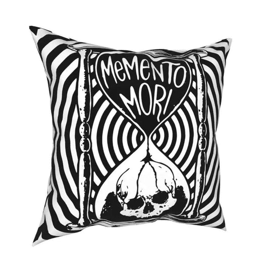 Memento Mori Hourglass Throw Pillow Cover - Decorative Novelty Cushion