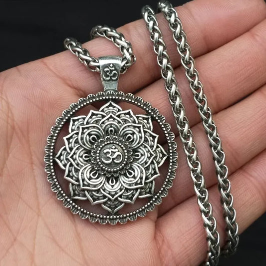 Hindu Zen Yoga Metal Mandala Pendant Necklace