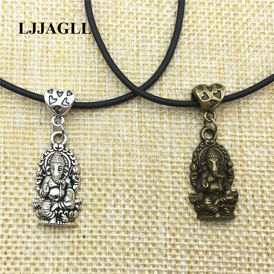 Buddha Pendant Dangle Necklace Silver Alloy