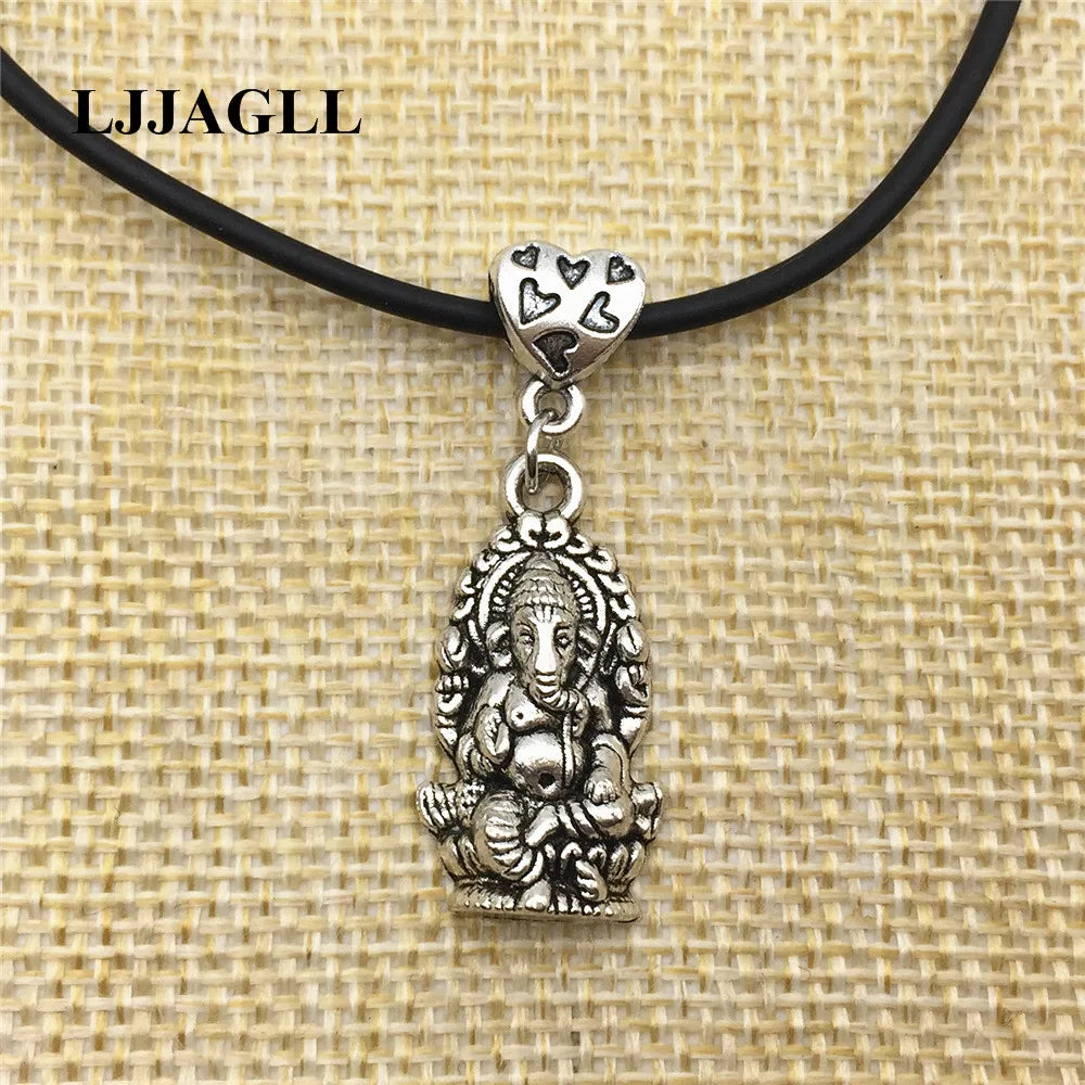 Spiritual Peach Heart Ganesha Ganesh Pol Necklace