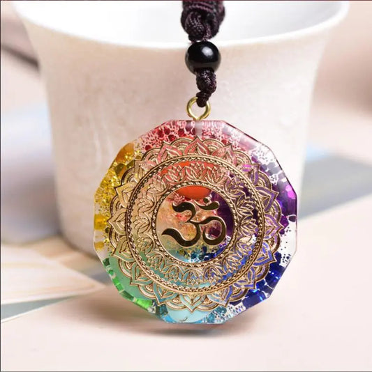 Orgonite-Sri-Yantra-Necklace-Front-View-Crystal-Quartz