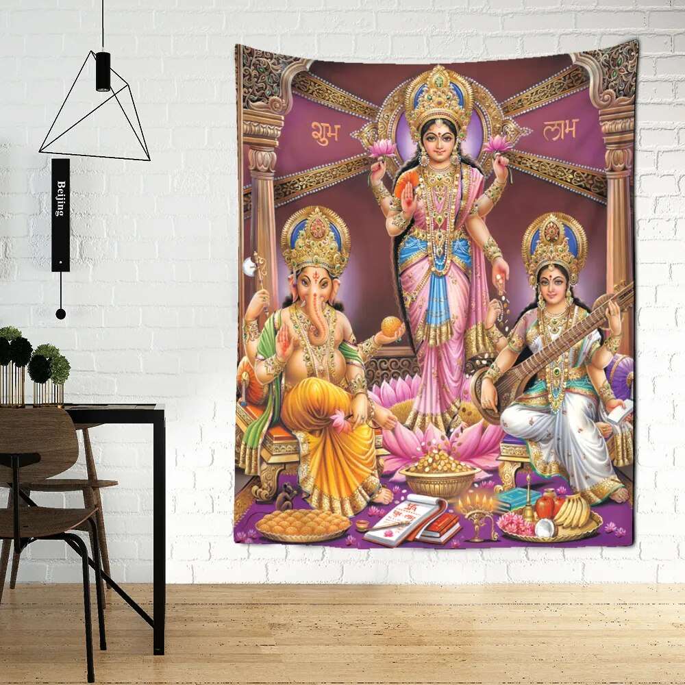 Indian Elephant Mandala Wall Tapestry - Hinduism Spiritual Decor