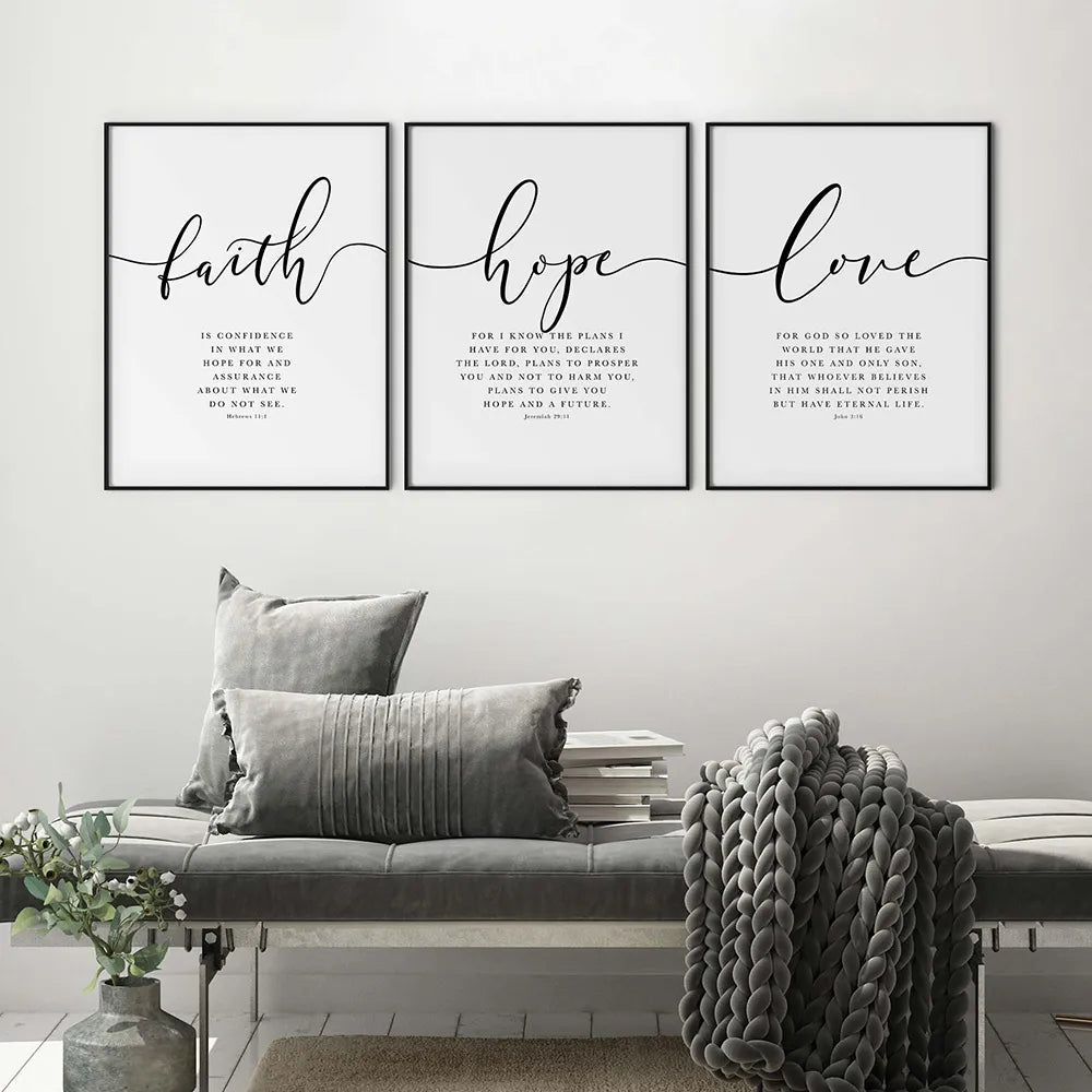 Bible Verse Canvas Print Faith Hope Love Wall Art