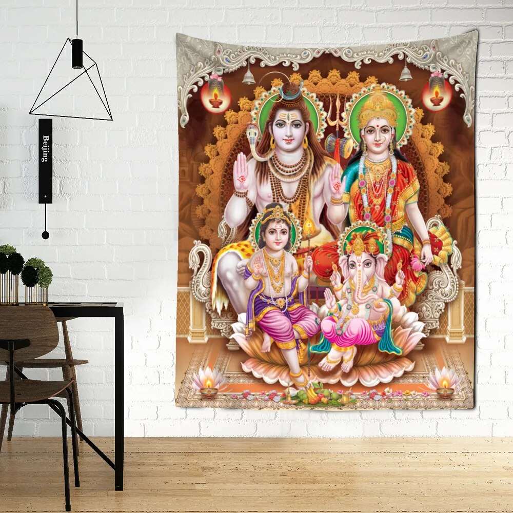 Indian Elephant Mandala Wall Tapestry - Hinduism Spiritual Decor