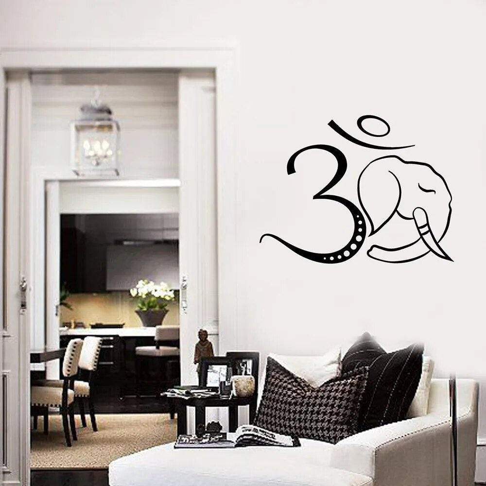 Om Symbol Vinyl Wall Decal in Meditation Room