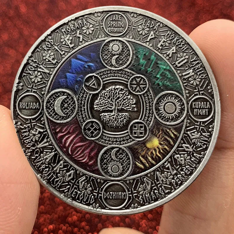 Tree of Life Yin Yang Sun God Challenge Coin 