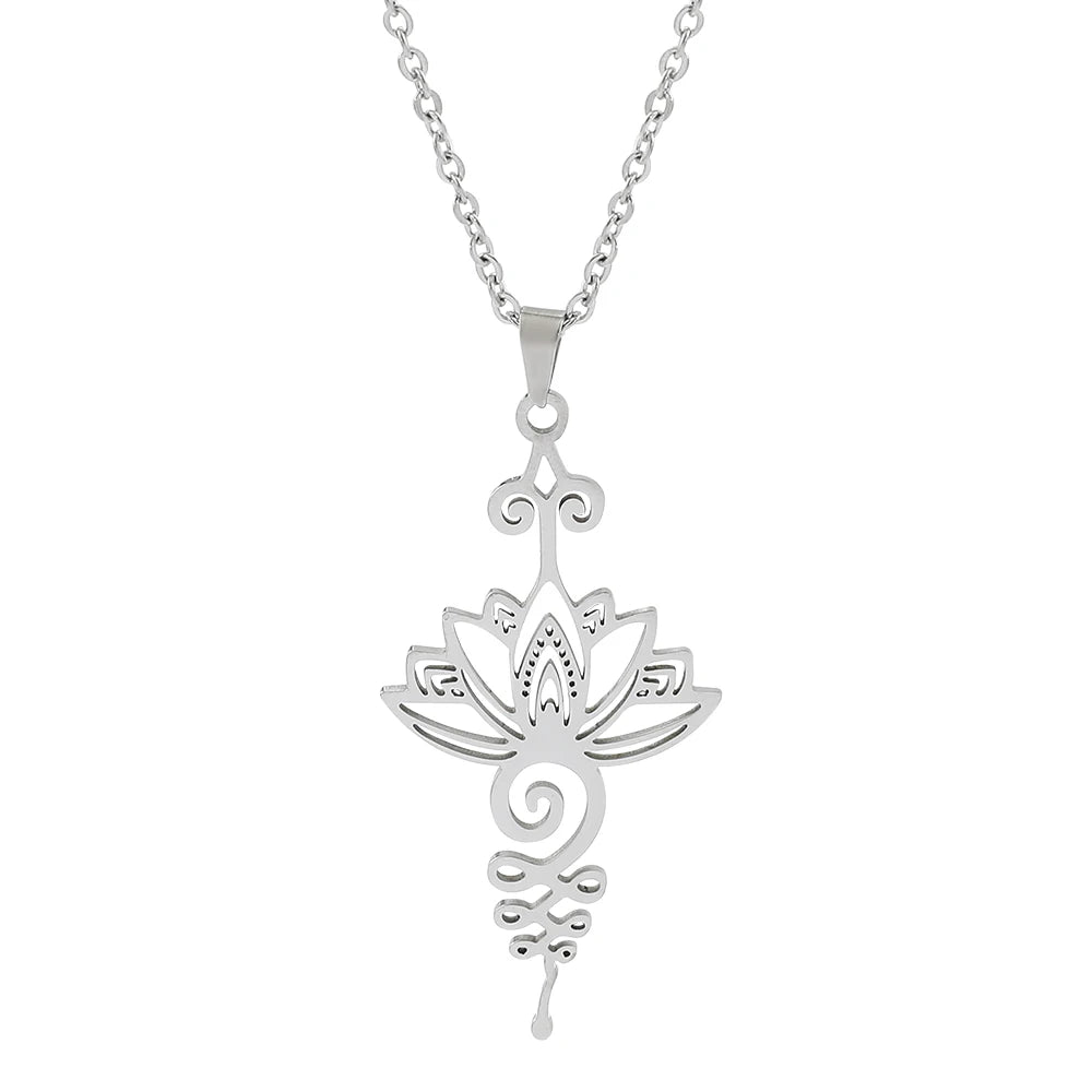 Yoga Lotus Necklace Stainless Steel