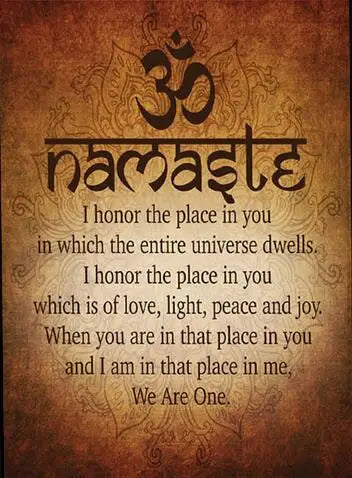 Namaste Buddhist Yoga Quote Art Poster in Silk Material