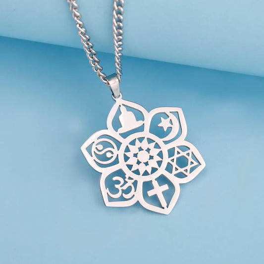 Coexist Harmony Lotus Pendant Necklace