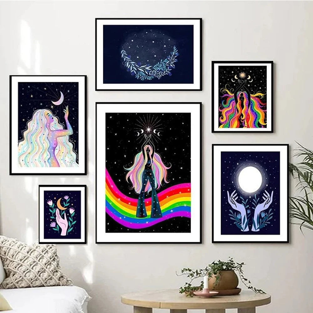 Nordic Spiritual Astrology Moon Goddess Poster