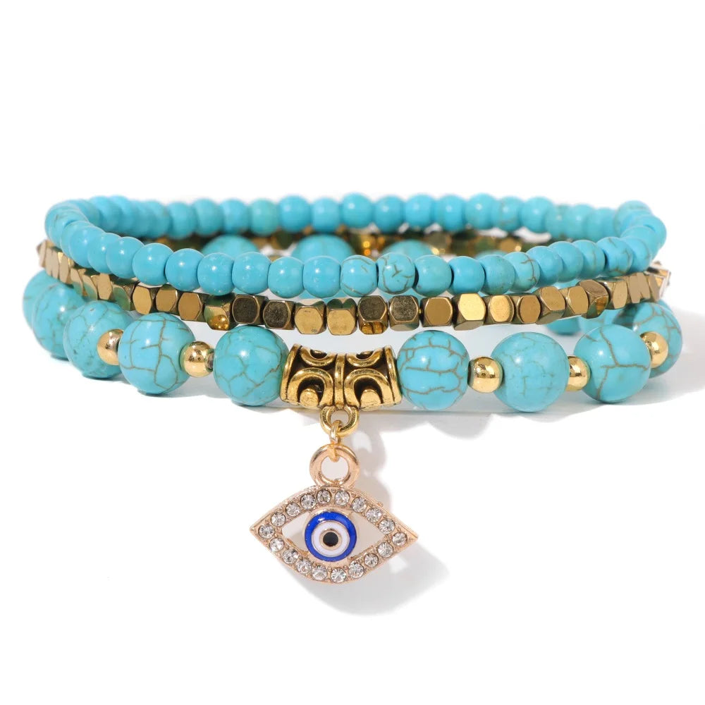 Handcrafted Turkish Amulet Blue Evil Eye Pendant Bracelet for Positive Energy