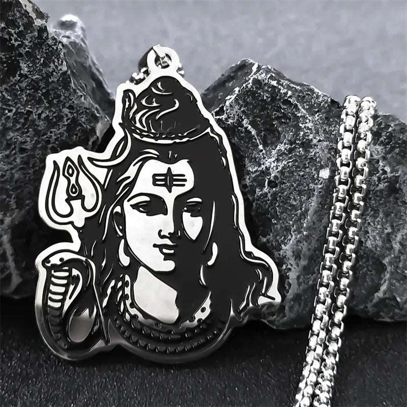 Stainless Steel Hindu God Necklace - Main View