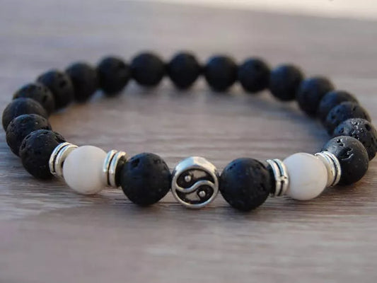 Lava Stone Yin-Yang Bracelet