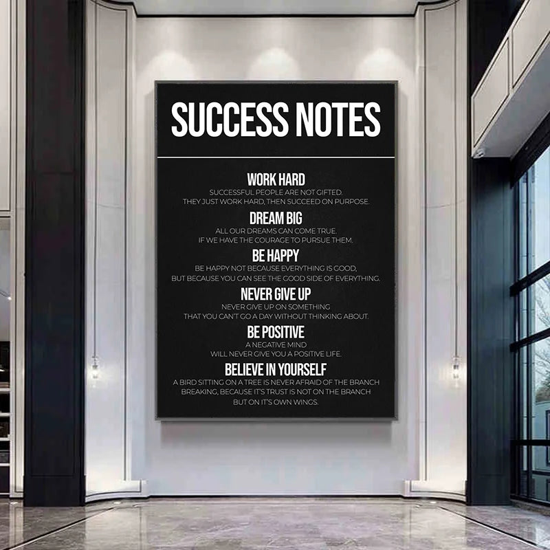 Black-and-White-Success-Notes-Poster