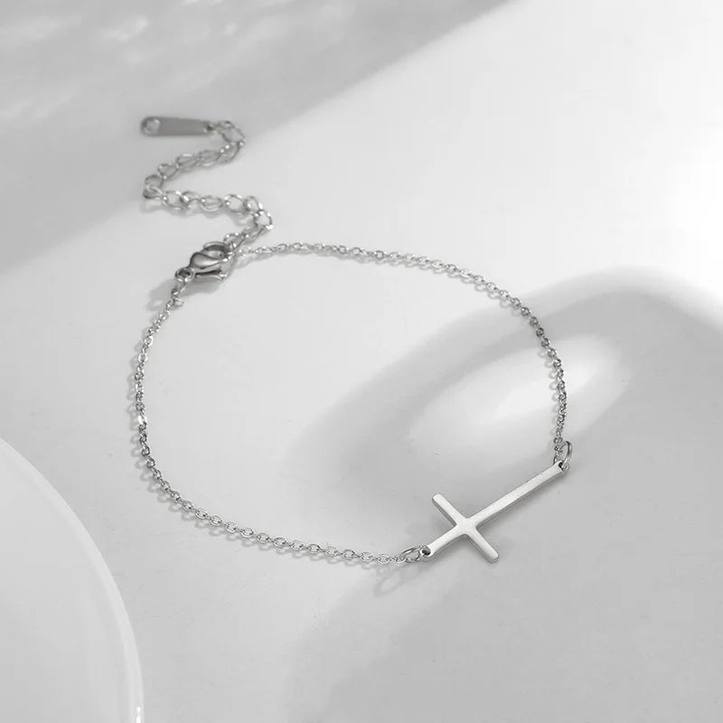 Fashionable Cross Bracelet on White Background