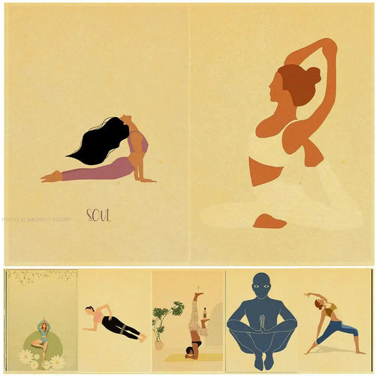 Vintage-Yoga-Pose-Abstract-Poster