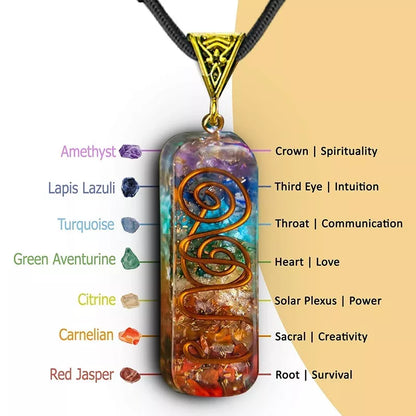 Retro Reiki Healing Energy Crystal Pendant Front View