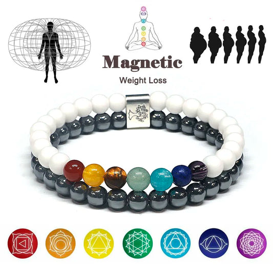 Magnetic Energy Stone Bracelet - Reiki Healing Spiritual Jewelry - 7 Chakra Bracelet