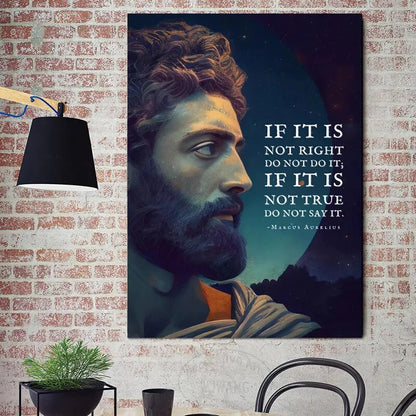 Marcus Aurelius Cartoon Inspirational Quote Canvas Prints - Wall Art