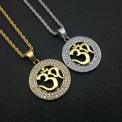 Gilded Om Symbol Amulet Necklace