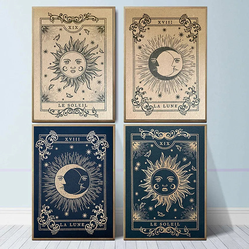 Spiritual Moon Sun Art Poster Canvas