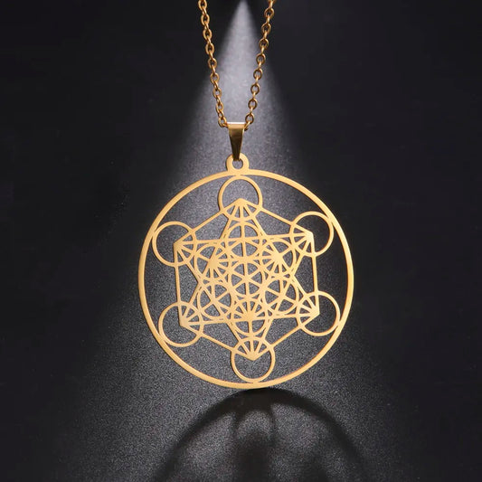 Stainless Steel Archangel Metatron Cube Necklace - Main Image