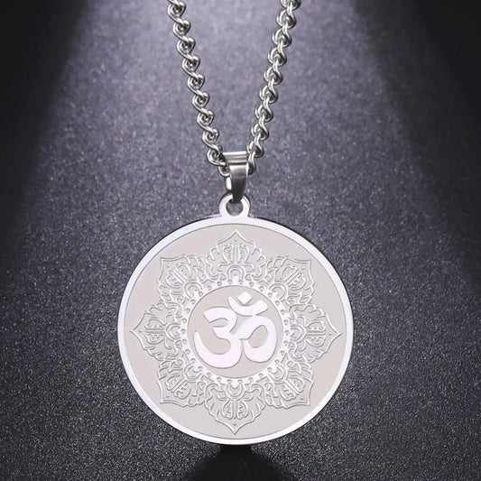 Yoga Lotus Flower Pendant Necklace - Front View