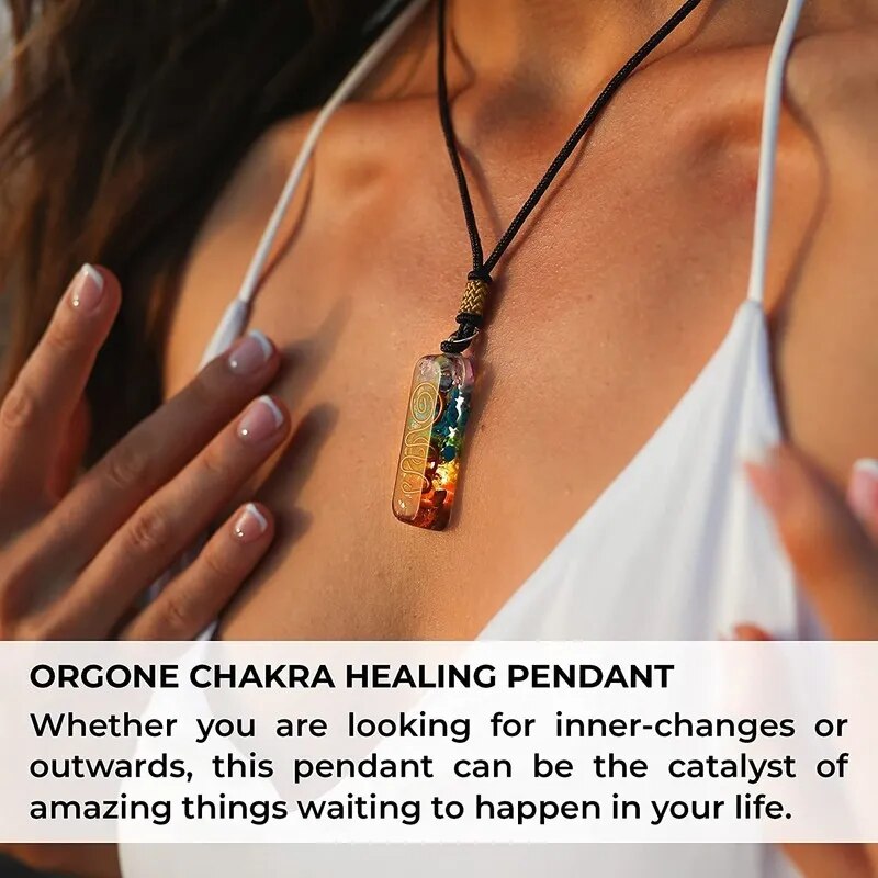 Retro Reiki Healing Energy Crystal Pendant Back View